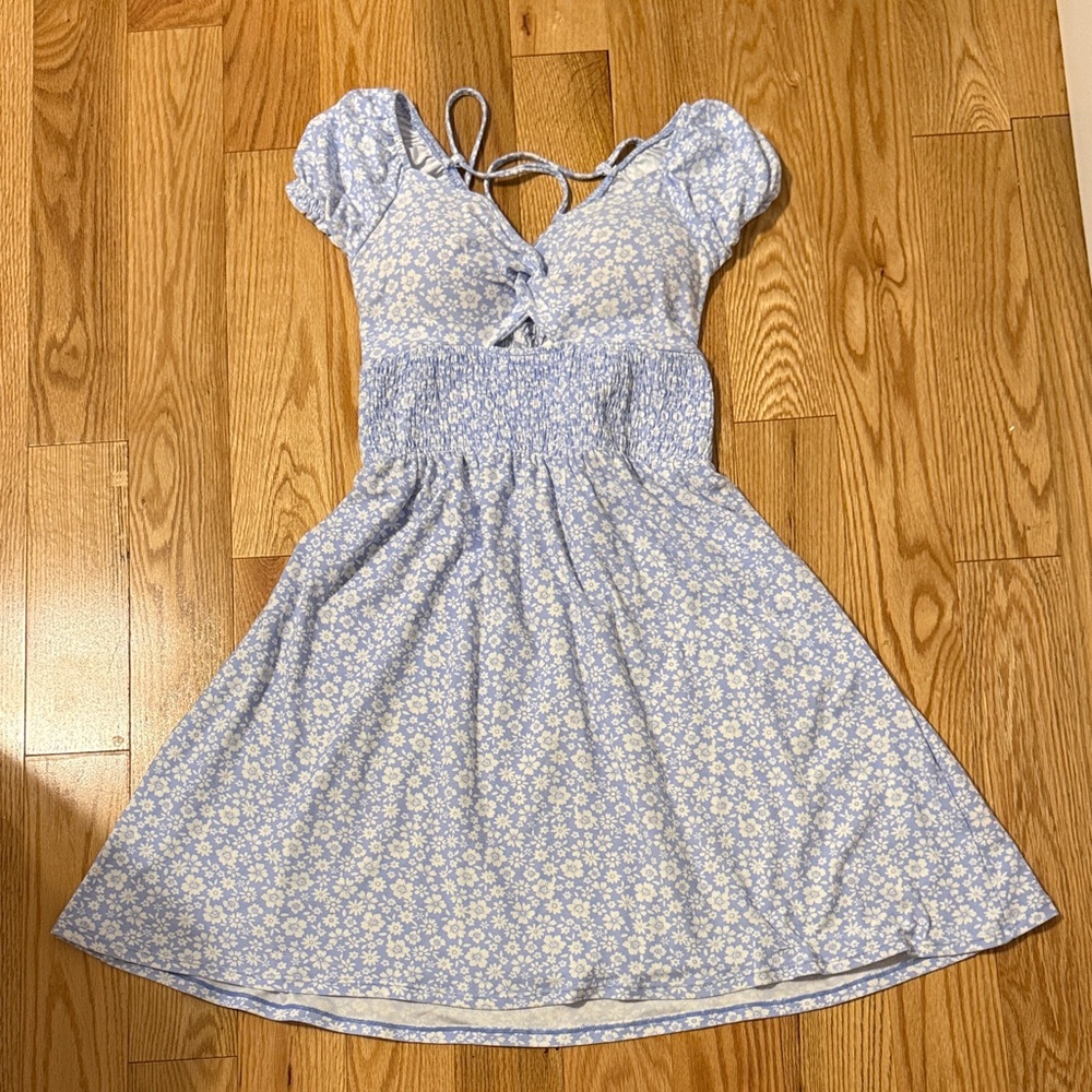 Floral Blue and White Dress